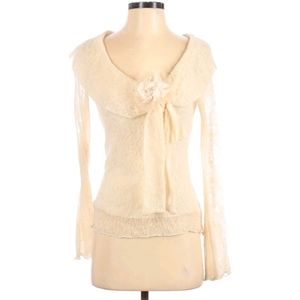 TU Anna Paul cream gauze floral blouse size sm